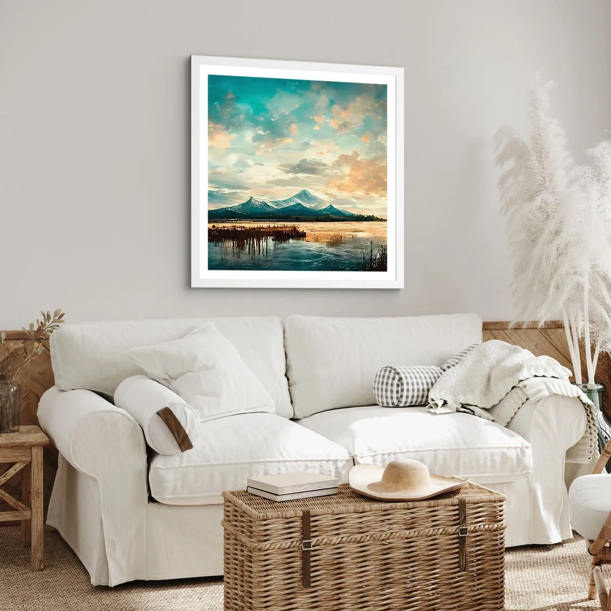 Poster in einem weißen Rahmen - Unter dem Schutz des Himmels - 30x30 cm