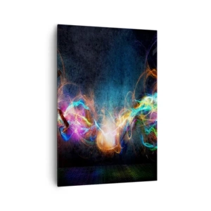 Bild auf Leinwand - Leinwandbild - Bunte Lichtblitze in einer abstrakten Komposition - 70x100cm - Freudig gegen die Dunkelheit - Moderne Wanddekoration für Wohnzimmer und Schlafzimmer ARTTOR