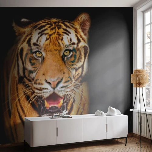 Selbstklebende Fototapete Deluxe Sticker - Wild im Herzen - Tiere, Tiger, Raubtier - 100x70 cm