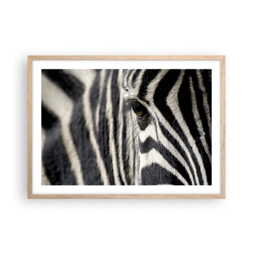 Poster in einem Rahmen aus heller Eiche - Gestreiftes Porträt - 70x50 cm