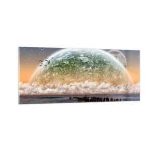 Glasbild - Bild auf glas - Und die Welt tauchte aus dem Wasser auf - 100x40 cm