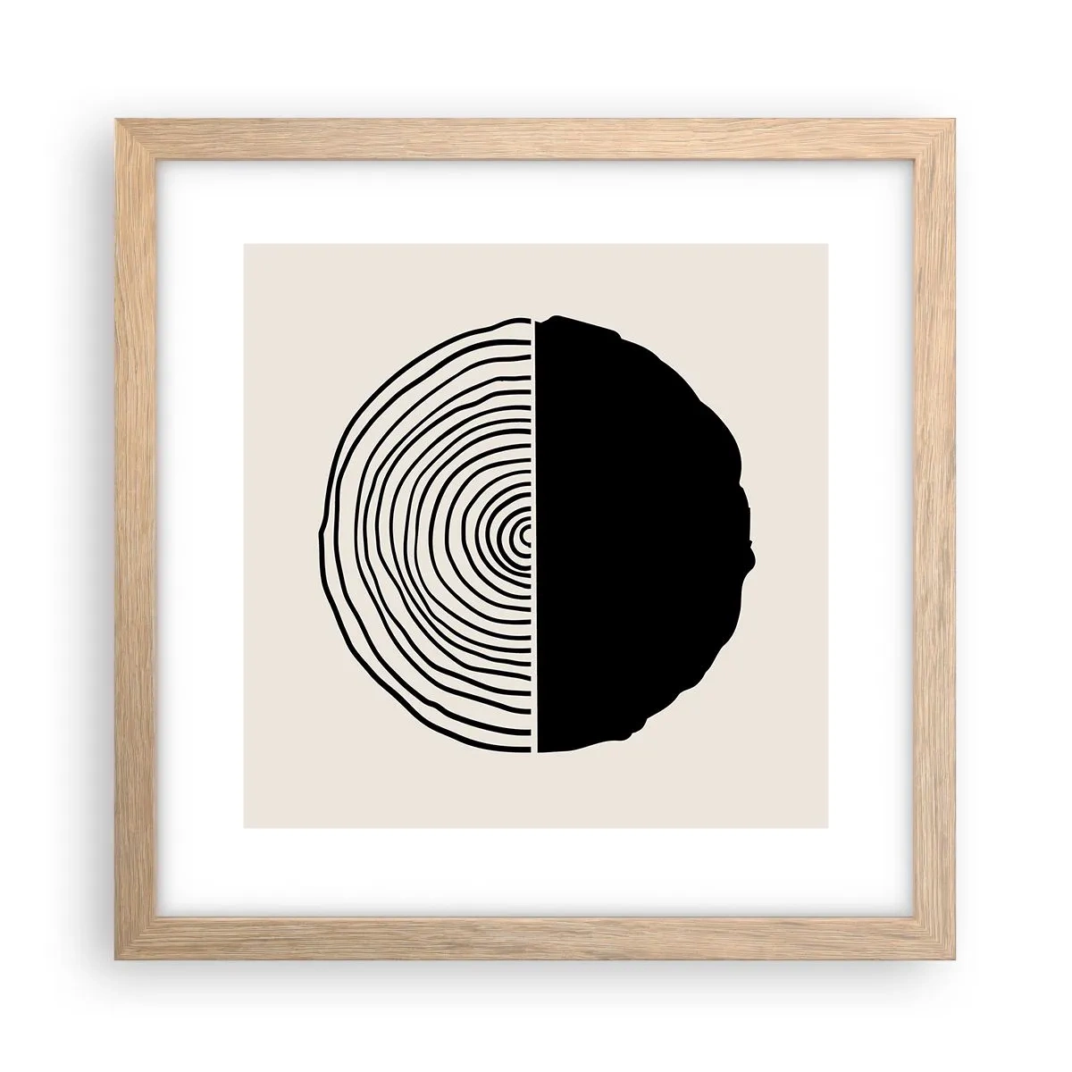 Poster in einem Rahmen aus heller Eiche - Halb und halb - 30x30 cm