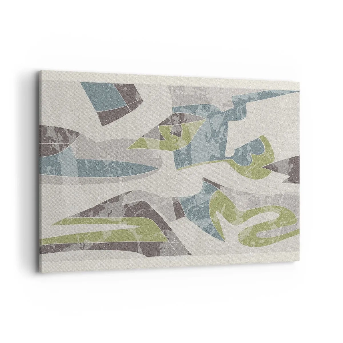 Bild auf Leinwand - Leinwandbild - Abstrakte Formen in Grün und Blau auf hellem Hintergrund - 100x70cm - Komposition hinter dem Glas - Moderne Wanddekoration für Wohnzimmer und Schlafzimmer ARTTOR