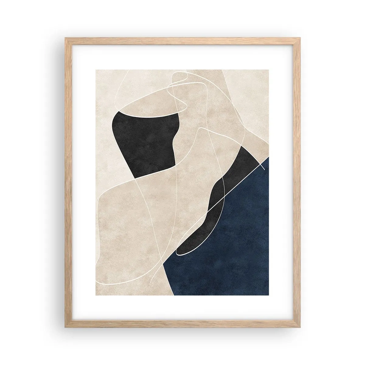 Poster in einem Rahmen aus heller Eiche - Abstrakte Komposition – Farbkontrast - 40x50 cm