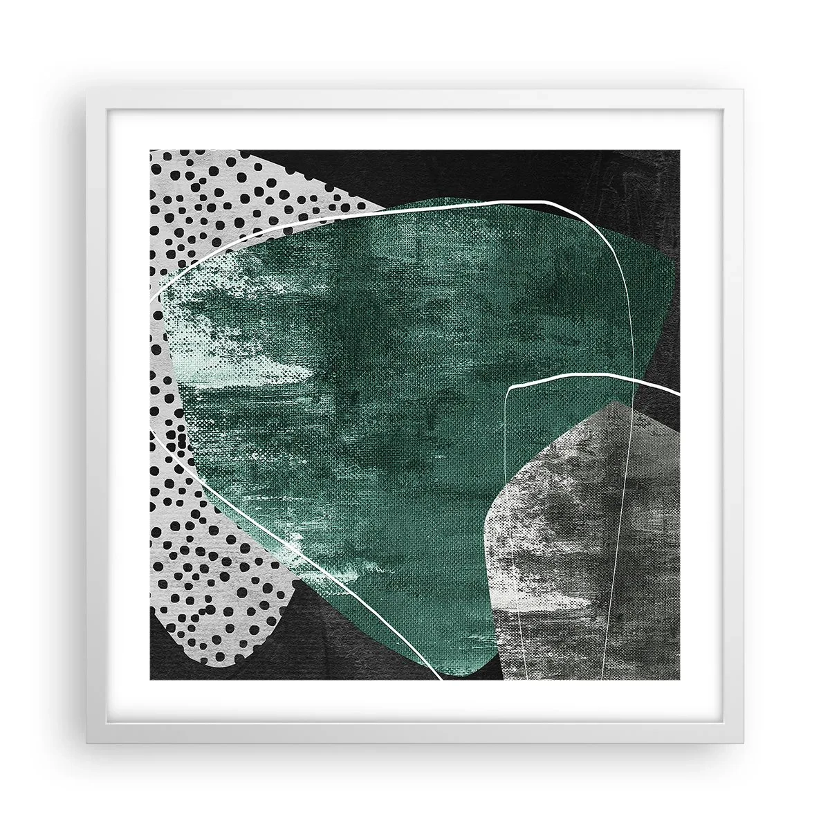 Poster in einem weißen Rahmen - Bunte Abstraktion mit Blattgold - 50x50 cm