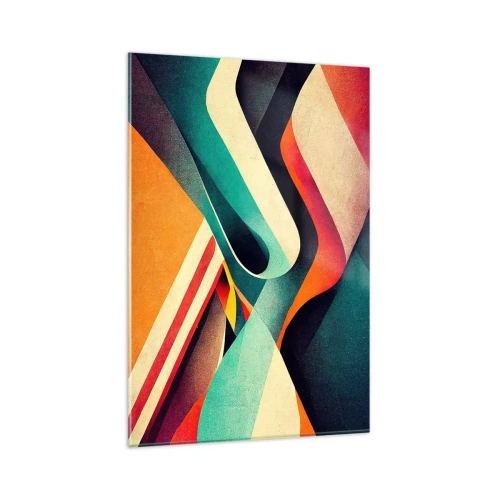 Glasbild - Bild auf glas - Bunte abstrakte Wellen in einer dynamischen Komposition - 80x120cm - Intensive Komposition - Moderne Wanddekoration für Wohnzimmer und Schlafzimmer ARTTOR