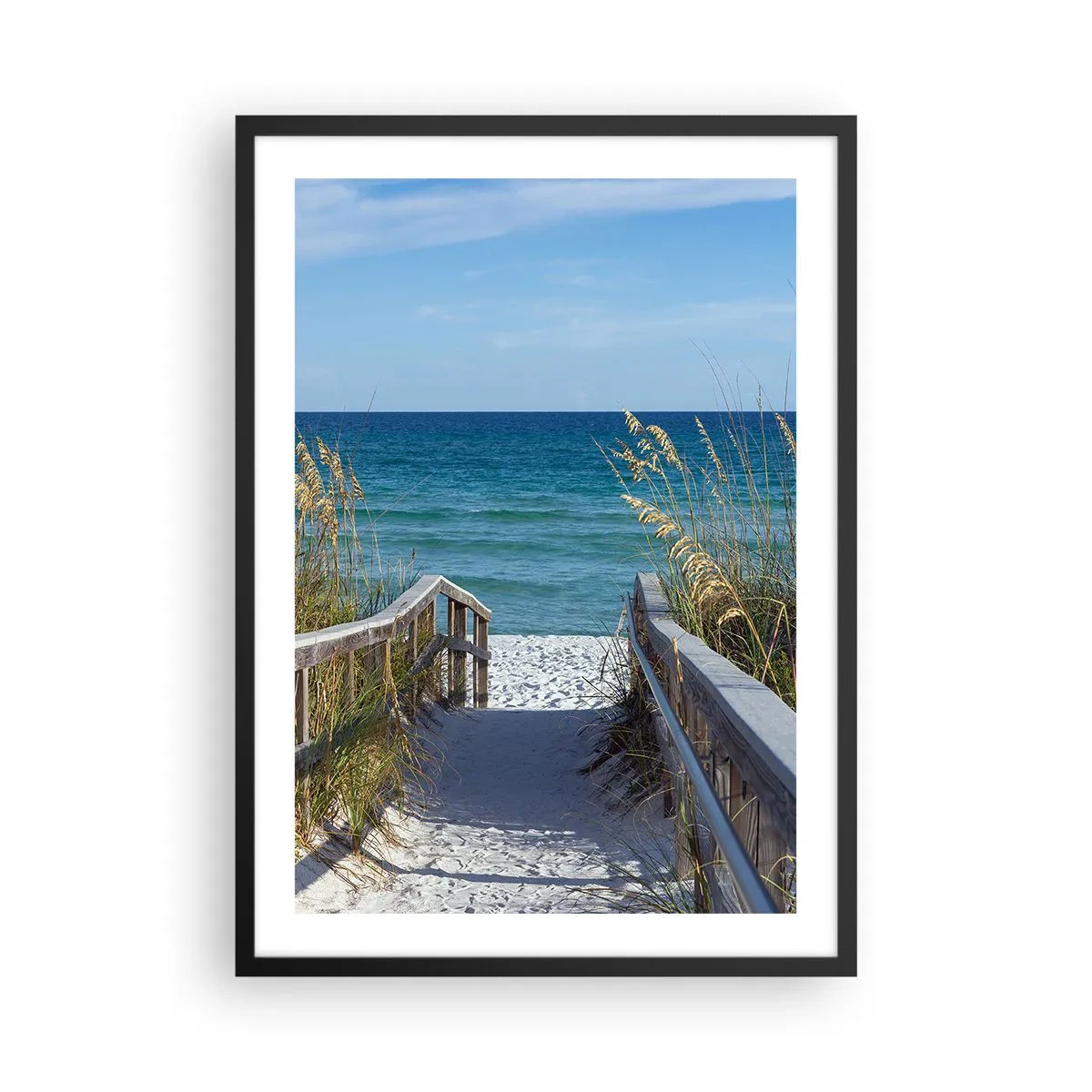 Poster in einem schwarzem Rahmen - Zugang zum Strand mit Meerblick - 50x70cm - In der Sonne, im Wind - Moderne Wanddekoration für Wohnzimmer und Schlafzimmer ARTTOR