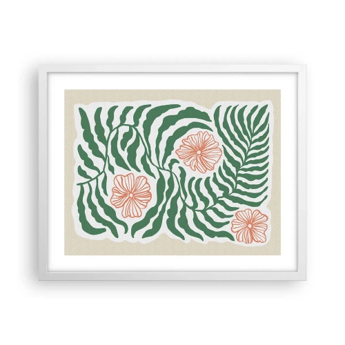 Poster in einem weißen Rahmen - Aufgeblüht in Grün - 50x40 cm