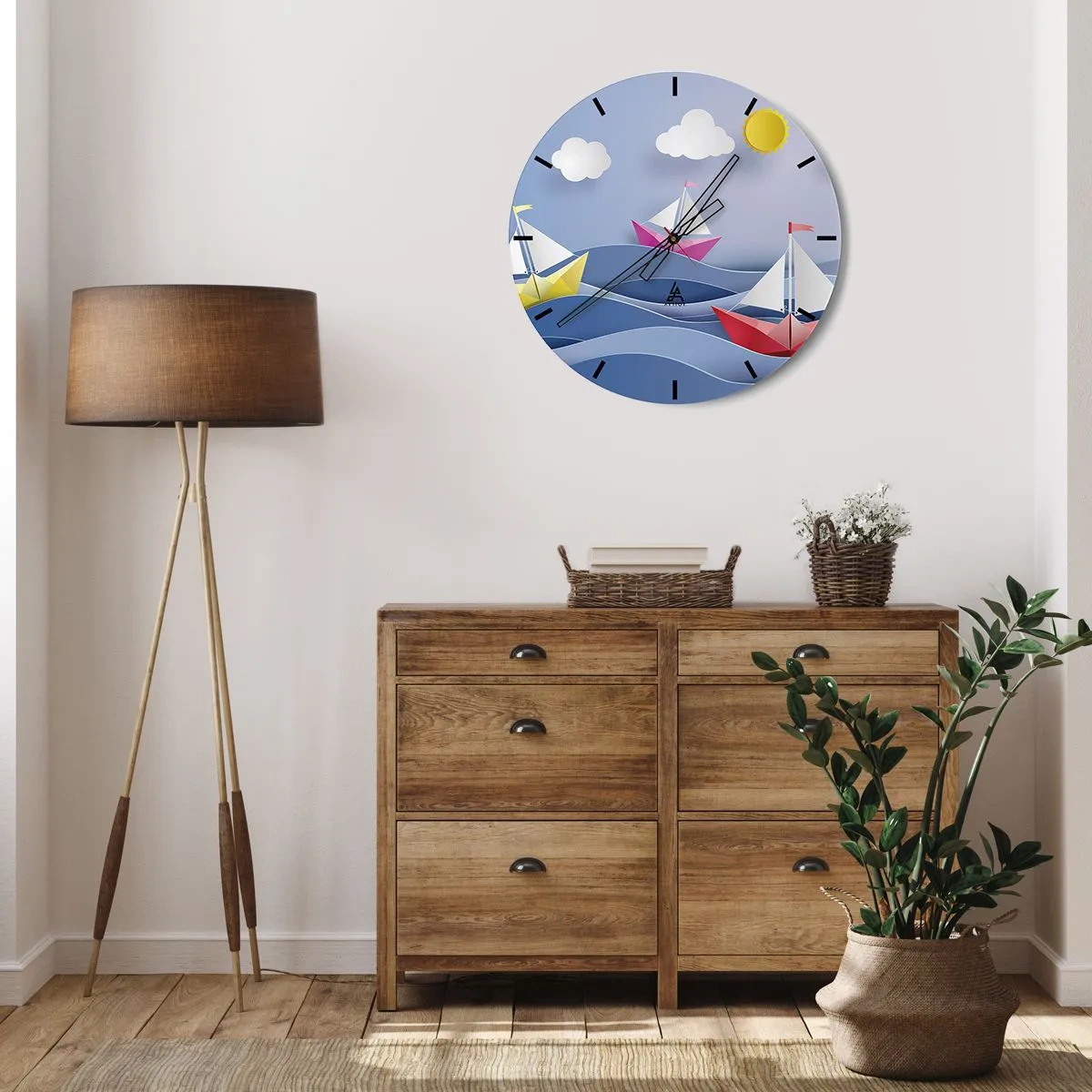 Wanduhr - Glasuhr - Ach, wie schön ist es, in den Wellen zu schwingen - 40x40 cm