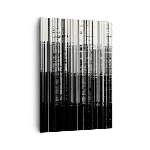 Bild auf Leinwand - Leinwandbild - Abstrakte Linienkomposition in kontrastierendem Schwarz und Weiß - 50x70cm - Wellen und Vibrationen - Moderne Wanddekoration für Wohnzimmer und Schlafzimmer ARTTOR