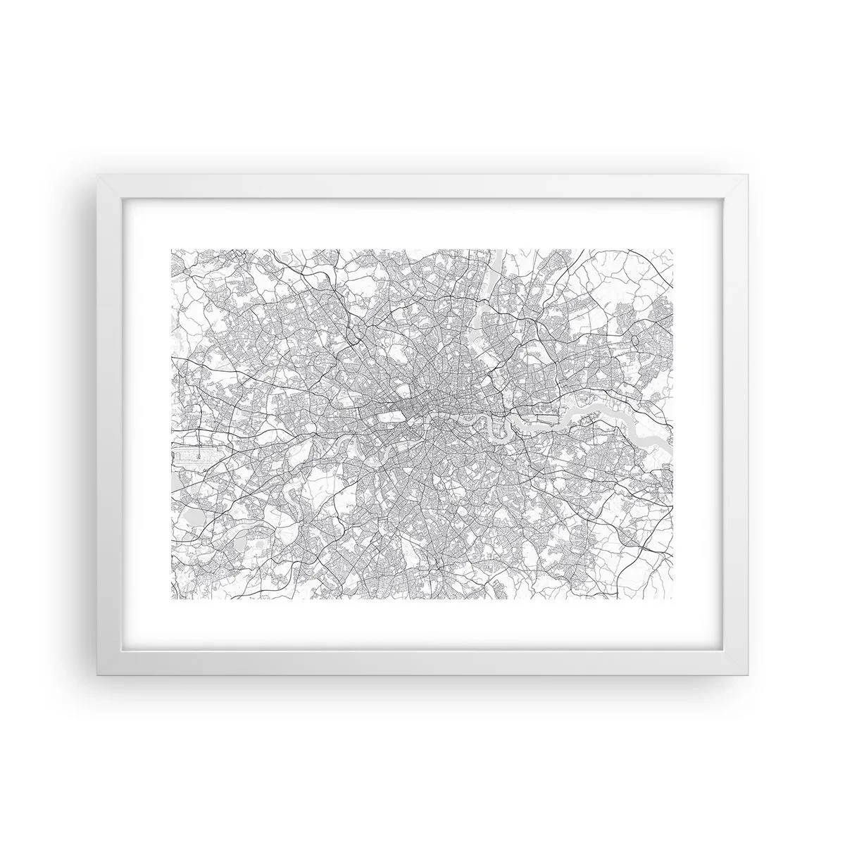 Poster in einem weißen Rahmen - Karte des Labyrinths von London - 40x30 cm