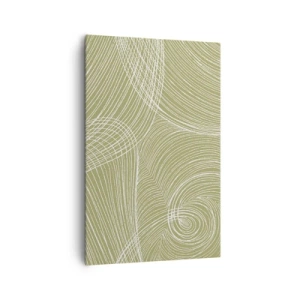 Bild auf Leinwand - Leinwandbild - Grüne und weiße Linien in einer abstrakten Komposition - 80x120cm - Komplizierte Abstraktion in Weiß - Moderne Wanddekoration für Wohnzimmer und Schlafzimmer ARTTOR