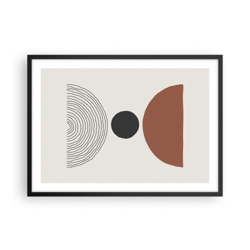 Poster in einem schwarzem Rahmen - Abstrakte geometrische Figuren in warmen Farben - 70x50cm - Das Zentrum der Aufmerksamkeit - Moderne Wanddekoration für Wohnzimmer und Schlafzimmer ARTTOR
