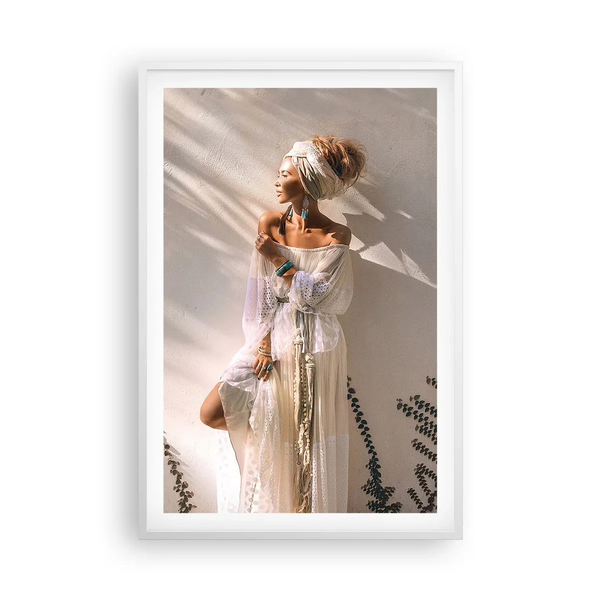 Poster in einem weißen Rahmen - Die Sonne und das Mädchen - 61x91 cm