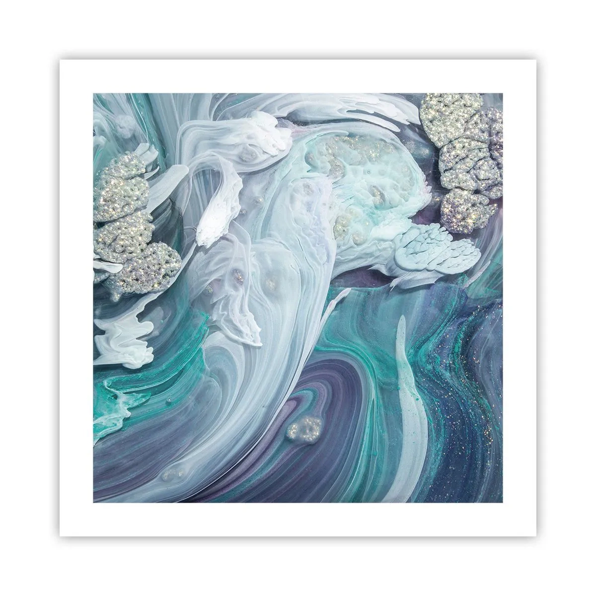Poster - Strömungen von Himmelblau - 50x50 cm