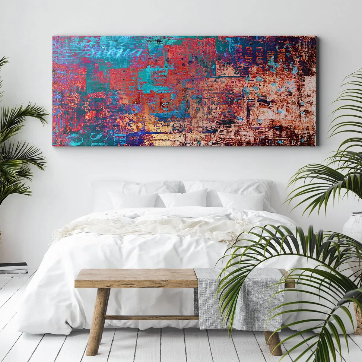 Bild auf Leinwand - Leinwandbild - Eine abstrakte Komposition mit einer Mischung intensiver Farben. - 140x50cm - Erinnerung und Vergessen - Moderne Wanddekoration für Wohnzimmer und Schlafzimmer ARTTOR