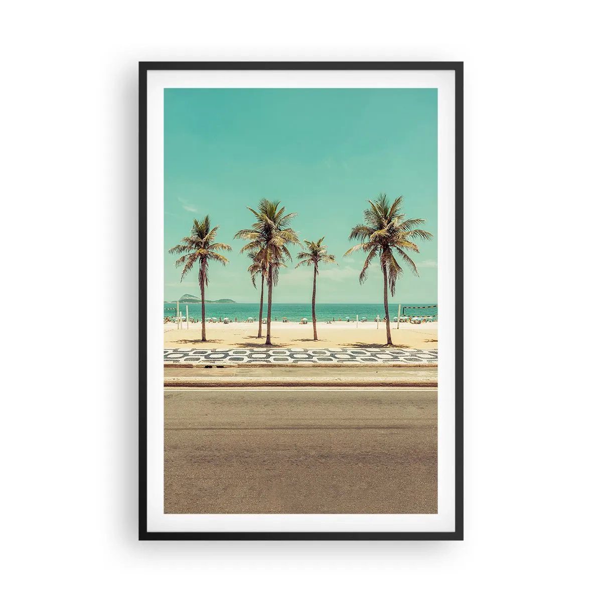 Poster in einem schwarzem Rahmen - Beim Bewachen des Strandes - 61x91 cm