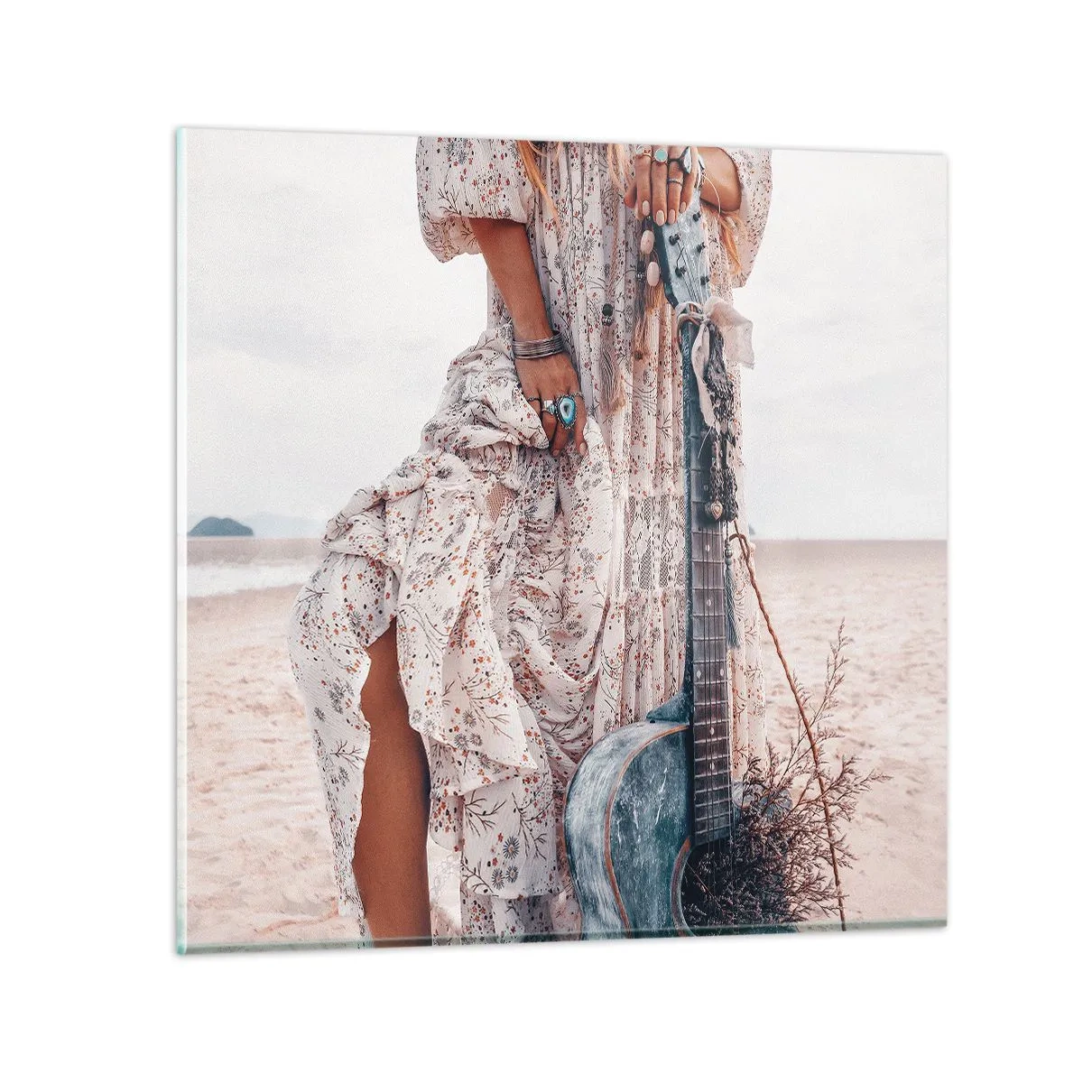 Glasbild - Bild auf glas - Kinderblumen auf dem Weg - 50x50 cm