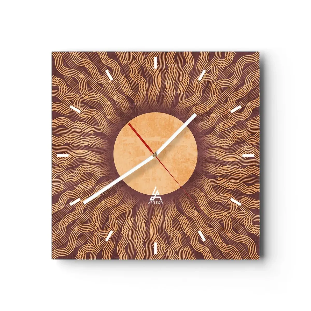 Wanduhr - Glasuhr - Sonnensymbol - 40x40 cm