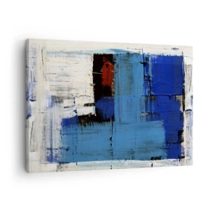 Bild auf Leinwand - Leinwandbild - Abstrakte Komposition in Blau- und Weißtönen - 70x50cm - Geheimnis ist blau - Moderne Wanddekoration für Wohnzimmer und Schlafzimmer ARTTOR