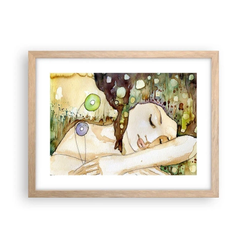 Poster in einem Rahmen aus heller Eiche - Ein smaragd-violetter Traum - 40x30 cm