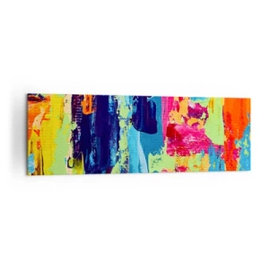 Bild auf Leinwand - Leinwandbild - Abstrakte Farbkomposition in dynamischer Form - 160x50cm - Das Leben ist wunderschoen! - Moderne Wanddekoration für Wohnzimmer und Schlafzimmer ARTTOR
