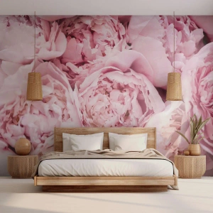 Maßgeschneiderte Fototapete Premium Sand - Anschmiegsam und duftend - Pfingstrose, Blumen, Blumenstrauß