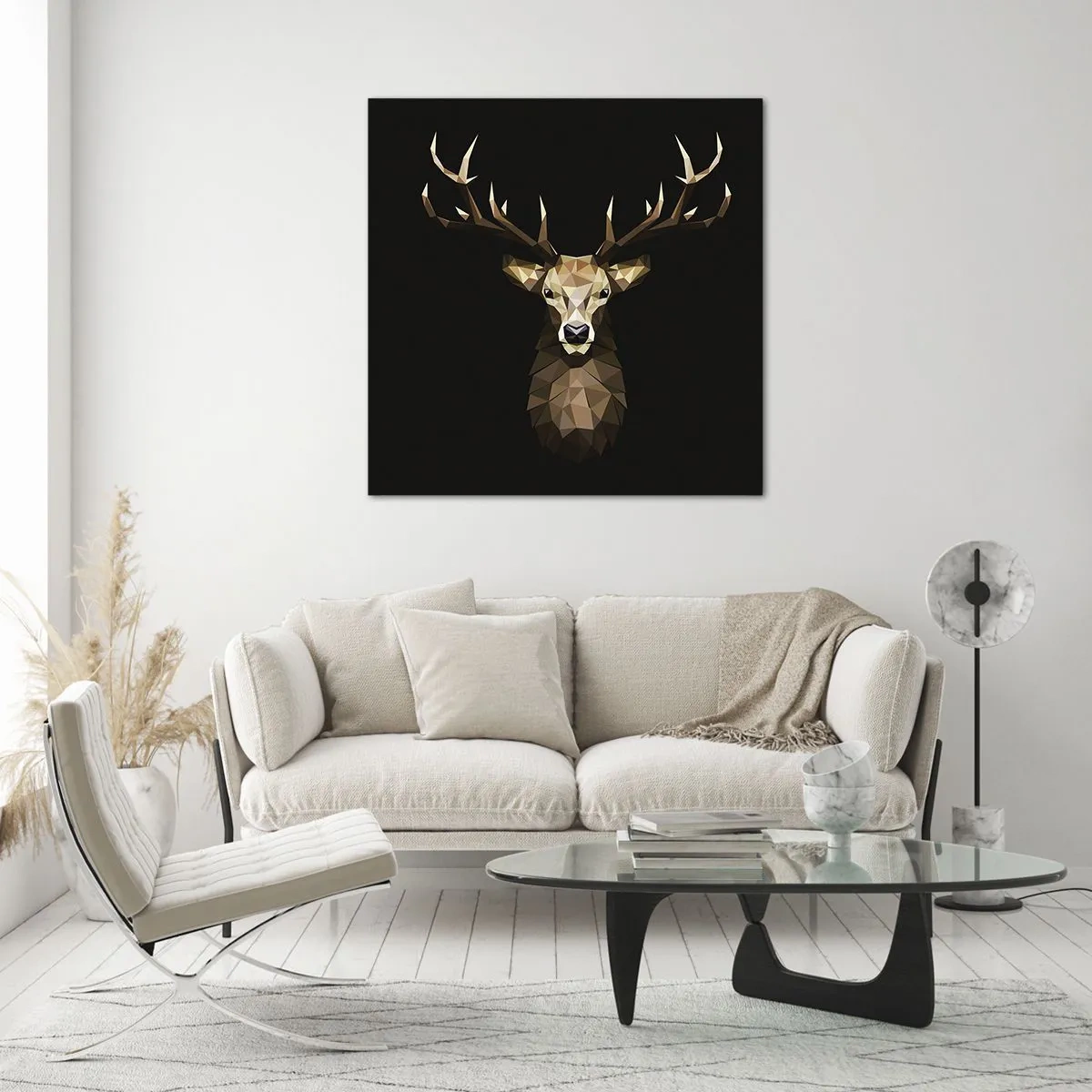 Glasbild - Bild auf glas - Kubistischer Hirsch - 70x70 cm