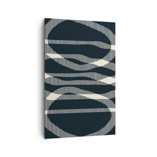 Bild auf Leinwand - Leinwandbild - Geometrische Linien in hellen Farbtönen auf dunklem Hintergrund - 80x120cm - Ein Versuch, die Dunkelheit zu durchbrechen - Moderne Wanddekoration für Wohnzimmer und Schlafzimmer ARTTOR