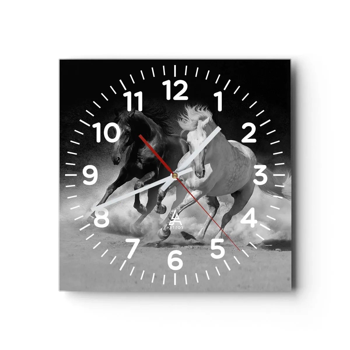 Wanduhr - Glasuhr - Galopp der Freiheit - 40x40 cm