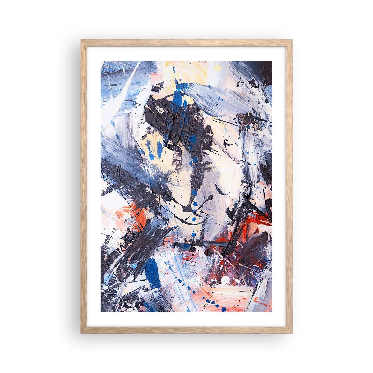 Poster in einem Rahmen aus heller Eiche - Verrückter Tanz der Abstraktion - 50x70 cm