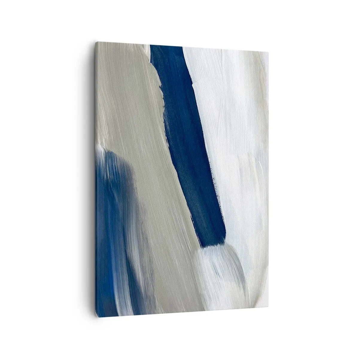Bild auf Leinwand - Leinwandbild - Abstrakte Pinselstriche in Blau- und Grautönen - 50x70cm - Begegnung mit dem Weißsein - Moderne Wanddekoration für Wohnzimmer und Schlafzimmer ARTTOR