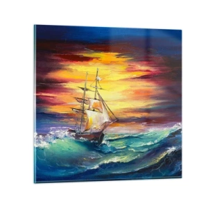 Glasbild - Bild auf glas - Tapfer unter den Wellen - 40x40 cm