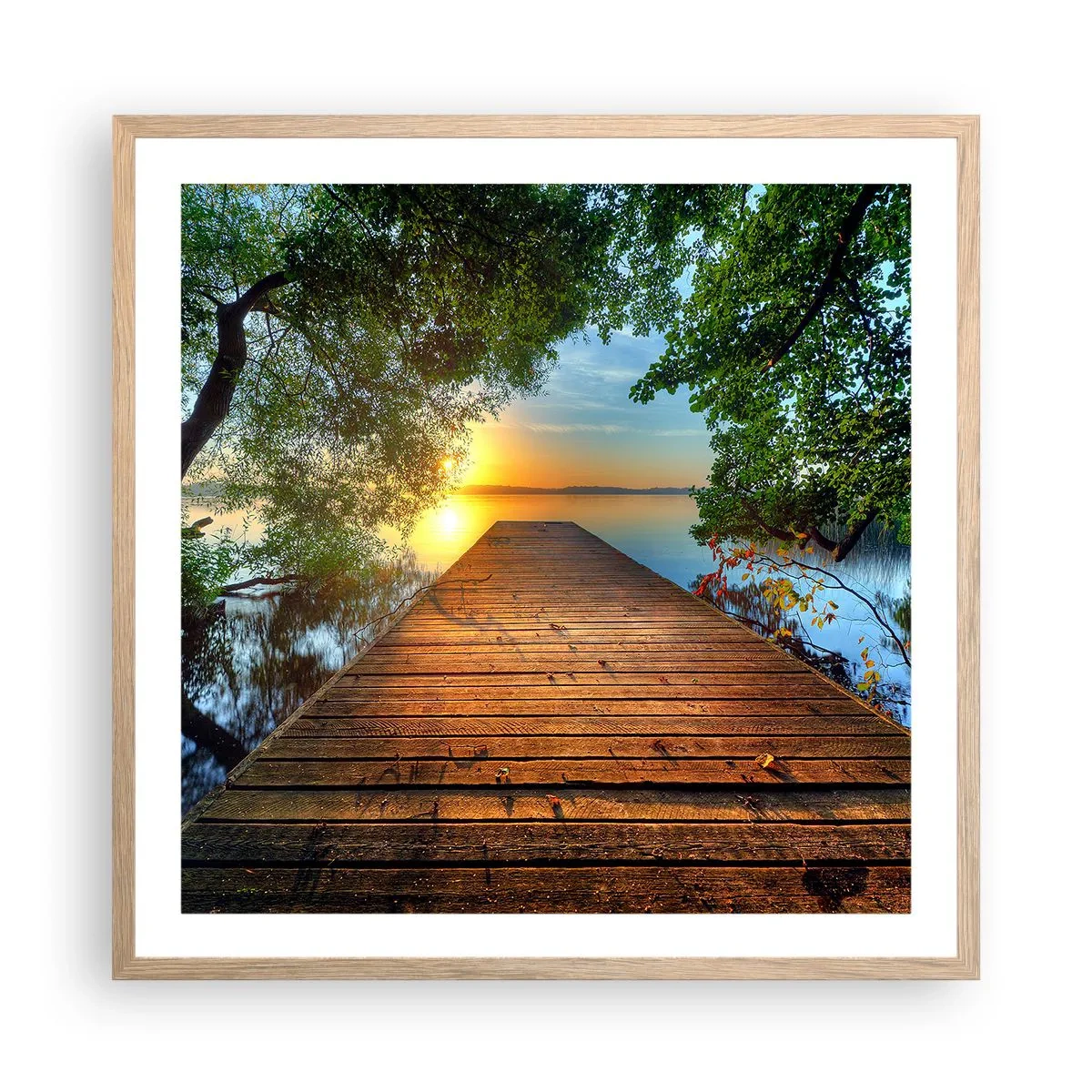 Poster in einem Rahmen aus heller Eiche - Nimm dir Zeit, setz dich hin - 60x60 cm