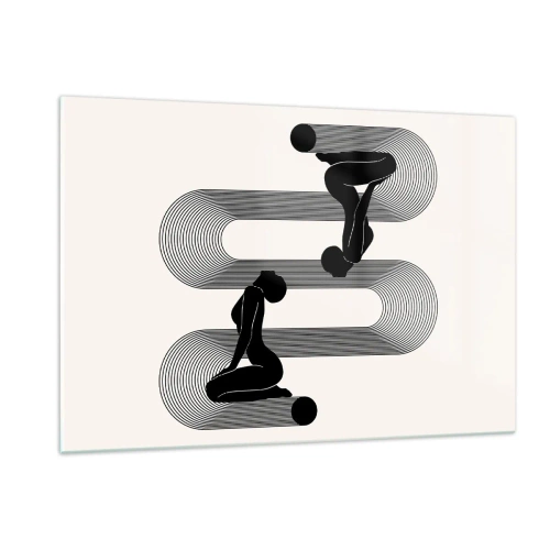 Glasbild - Bild auf glas - Minimalistische feminine Silhouetten mit grafischem Linienmotiv - 120x80cm - Sinnliche Symmetrie - Moderne Wanddekoration für Wohnzimmer und Schlafzimmer ARTTOR