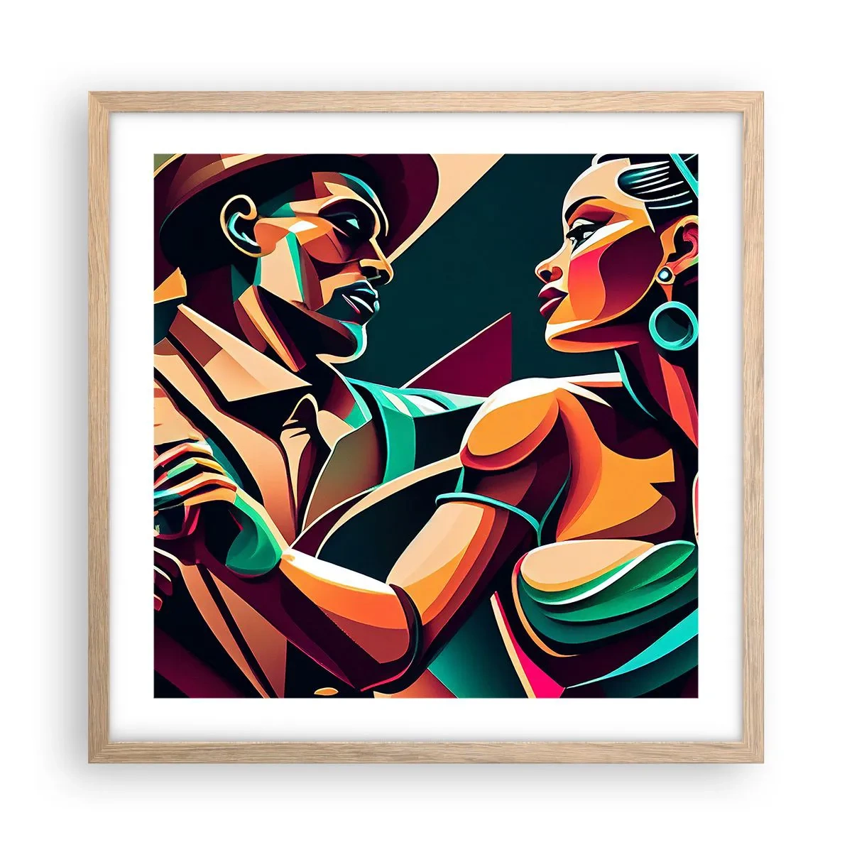 Poster in einem Rahmen aus heller Eiche - Im Rhythmus des Herzens - 50x50 cm