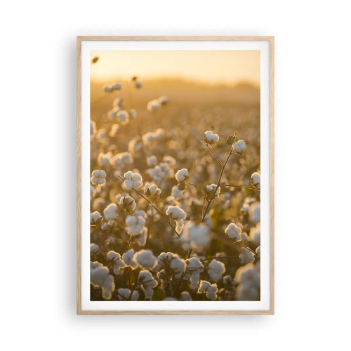 Poster in einem Rahmen aus heller Eiche - Fluffiges Feld - 70x100 cm