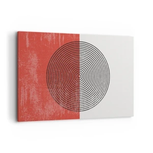 Bild auf Leinwand - Leinwandbild - Geometrisches Muster mit konzentrischen Kreisen auf rot-weißem Hintergrund - 120x80cm - Auf den Punkt gebracht - Moderne Wanddekoration für Wohnzimmer und Schlafzimmer ARTTOR