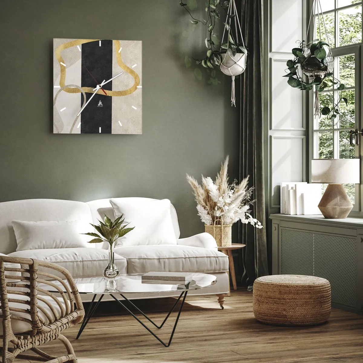 Wanduhr - Glasuhr - Schleifenformen - 40x40 cm