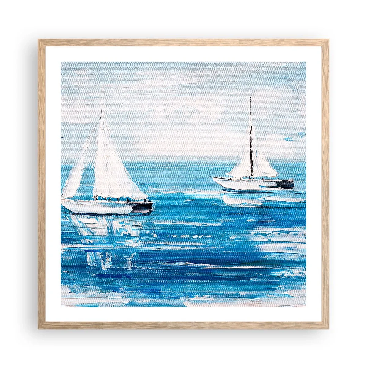 Poster in einem Rahmen aus heller Eiche - Mit Freund an der Seite - 60x60 cm