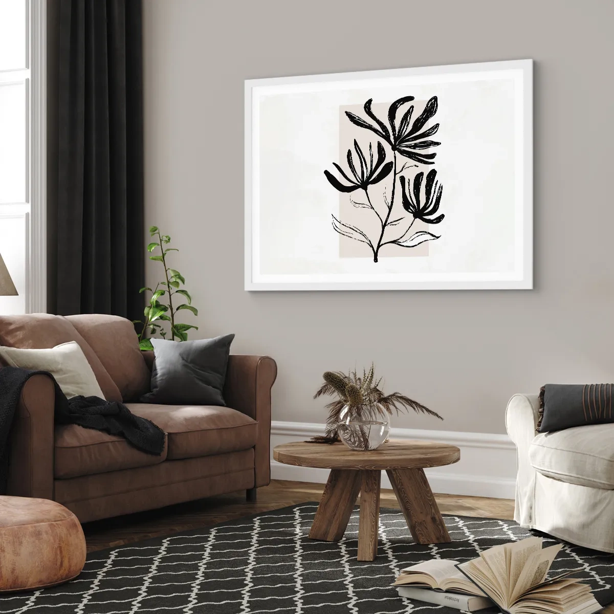 Poster in einem weißen Rahmen - Skizze für das Herbarium - 91x61 cm