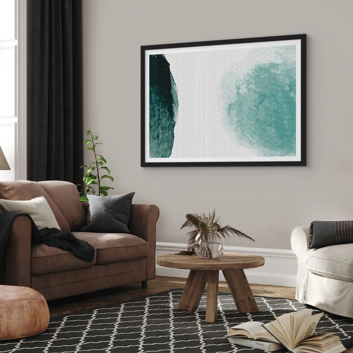 Poster in einem schwarzem Rahmen - Begegnung mit Nebel - 40x30 cm