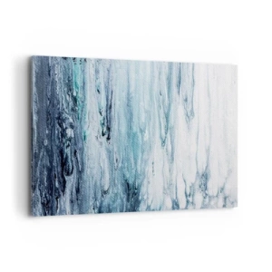Bild auf Leinwand - Leinwandbild - Abstrakte blaue und weiße Streifen ähneln Eiszapfen - 120x80cm - Blaue Eiszapfen - Moderne Wanddekoration für Wohnzimmer und Schlafzimmer ARTTOR