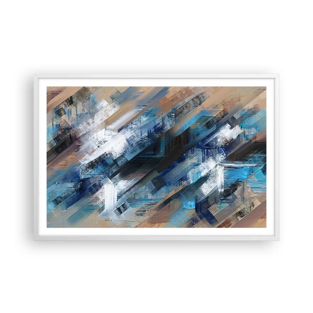 Poster in einem weißen Rahmen - Auf einer blauen Diagonale - 91x61 cm