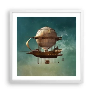Poster in einem weißen Rahmen - Jules Verne sagt Hallo - 50x50 cm