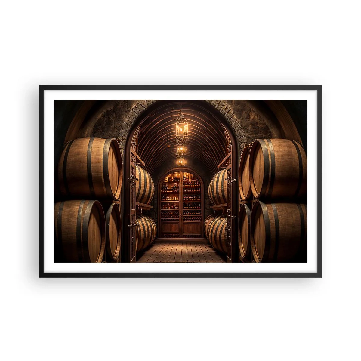 Poster in einem schwarzem Rahmen - Stimmungsvoller Keller - 91x61 cm