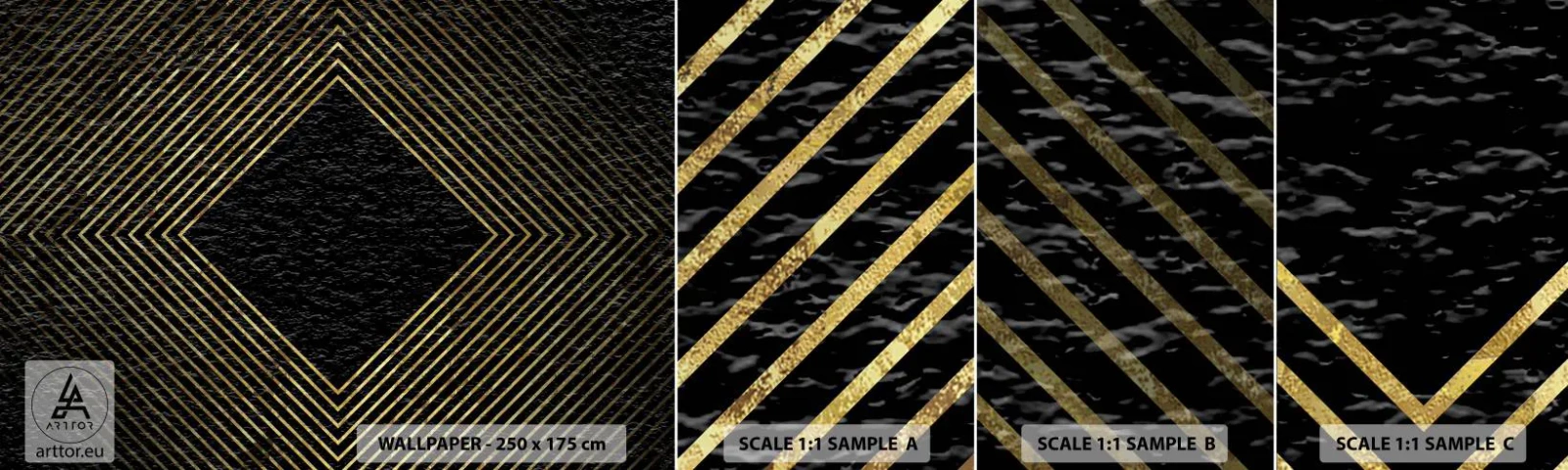 Fototapeten Muster Selbstklebend Deluxe Sticker - Geometrie im glamourösen Stil - Art Deco, Modern, Glanz - 100x30 cm