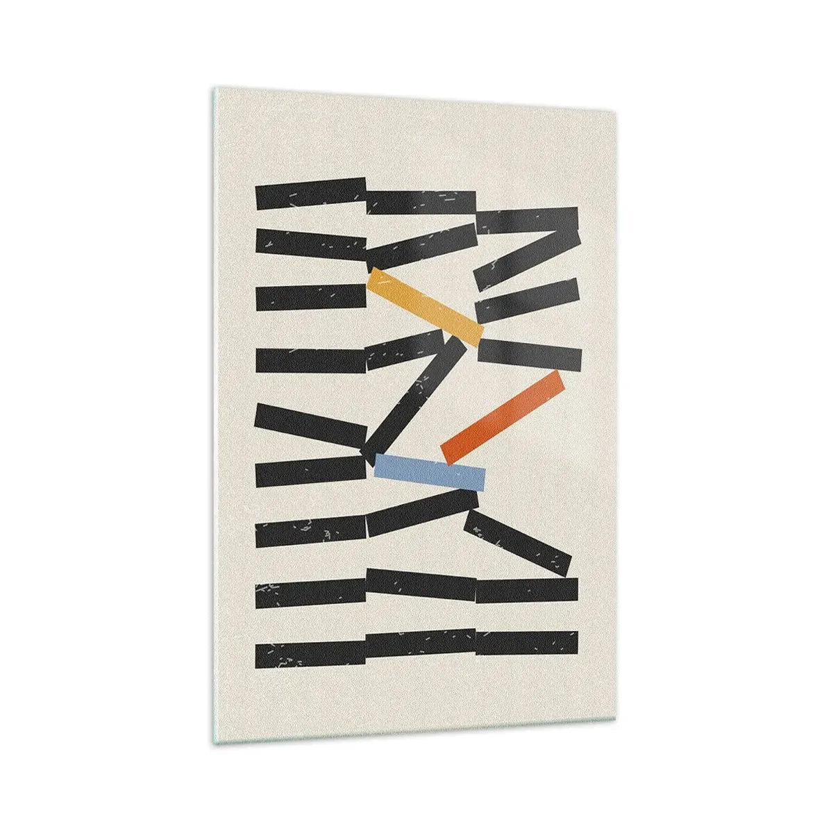 Glasbild - Bild auf glas - Abstrakte Komposition mit farbigen und schwarzen Rechtecken - 70x100cm - Domino – Komposition - Moderne Wanddekoration für Wohnzimmer und Schlafzimmer ARTTOR