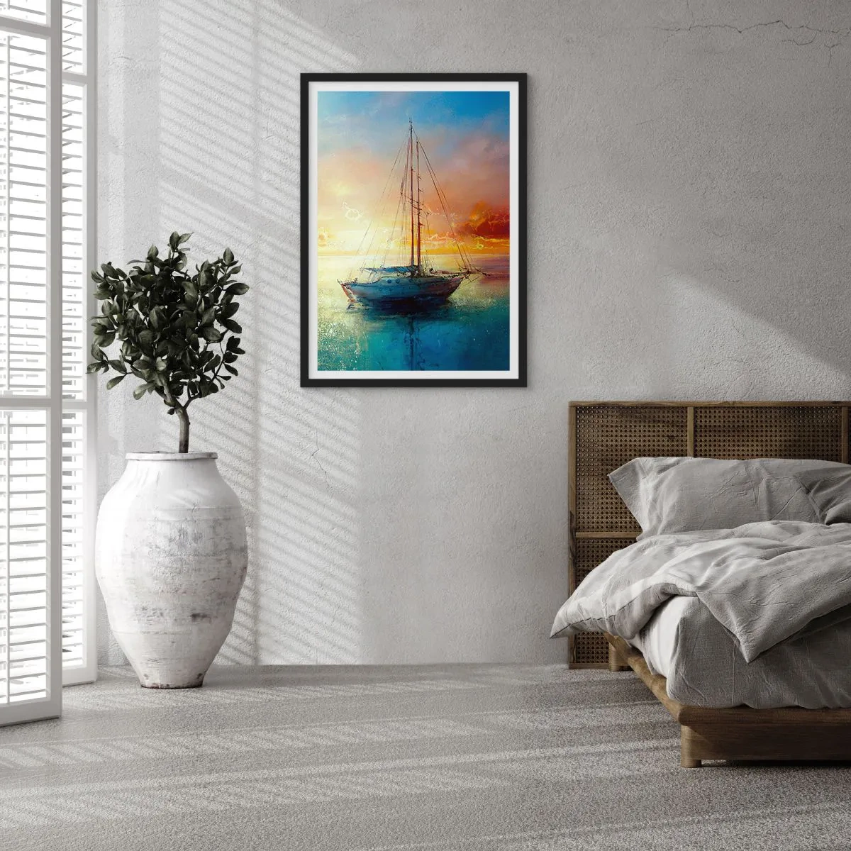 Poster in einem schwarzem Rahmen - In einer goldenen Bucht - 40x50 cm