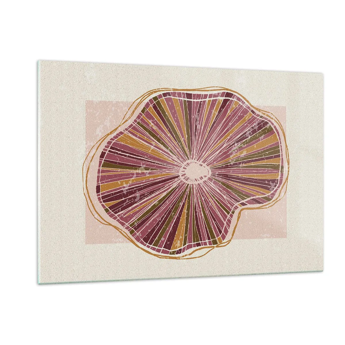 Glasbild - Bild auf glas - Eine strahlende organische Form in Rosa- und Brauntönen - 120x80cm - Strahlende Abstraktion - Moderne Wanddekoration für Wohnzimmer und Schlafzimmer ARTTOR